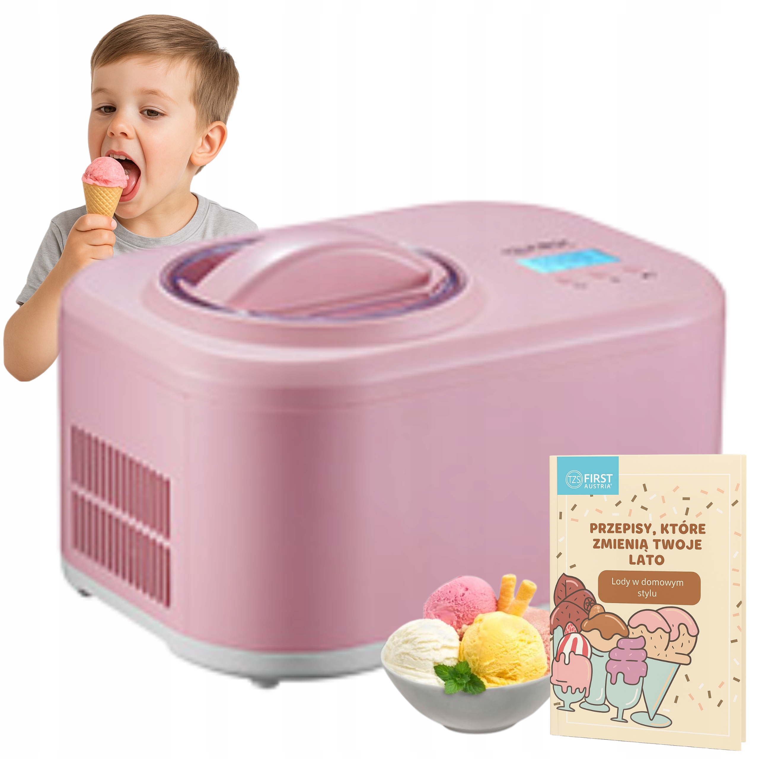 Stroj na zmrzlinu automatický zmrzlinovač 1 l tichý provoz chlazení po cyklu 100 W