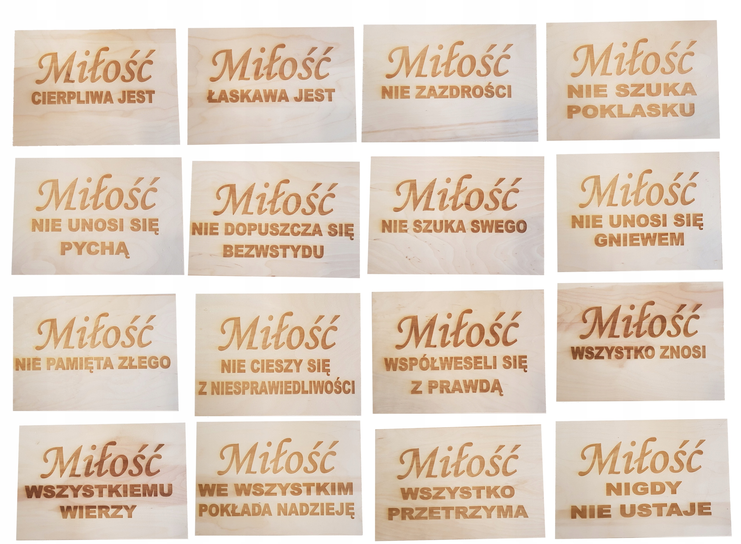 TABLICZKI HYMN O MIŁOŚCI 20X30CM 16 SZTUK DREWNO