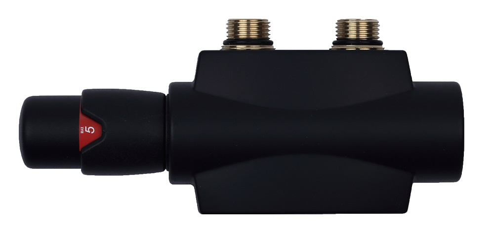 Zestaw termostatyczny Duoplex czarny - uniwersalny prosty i kątowy