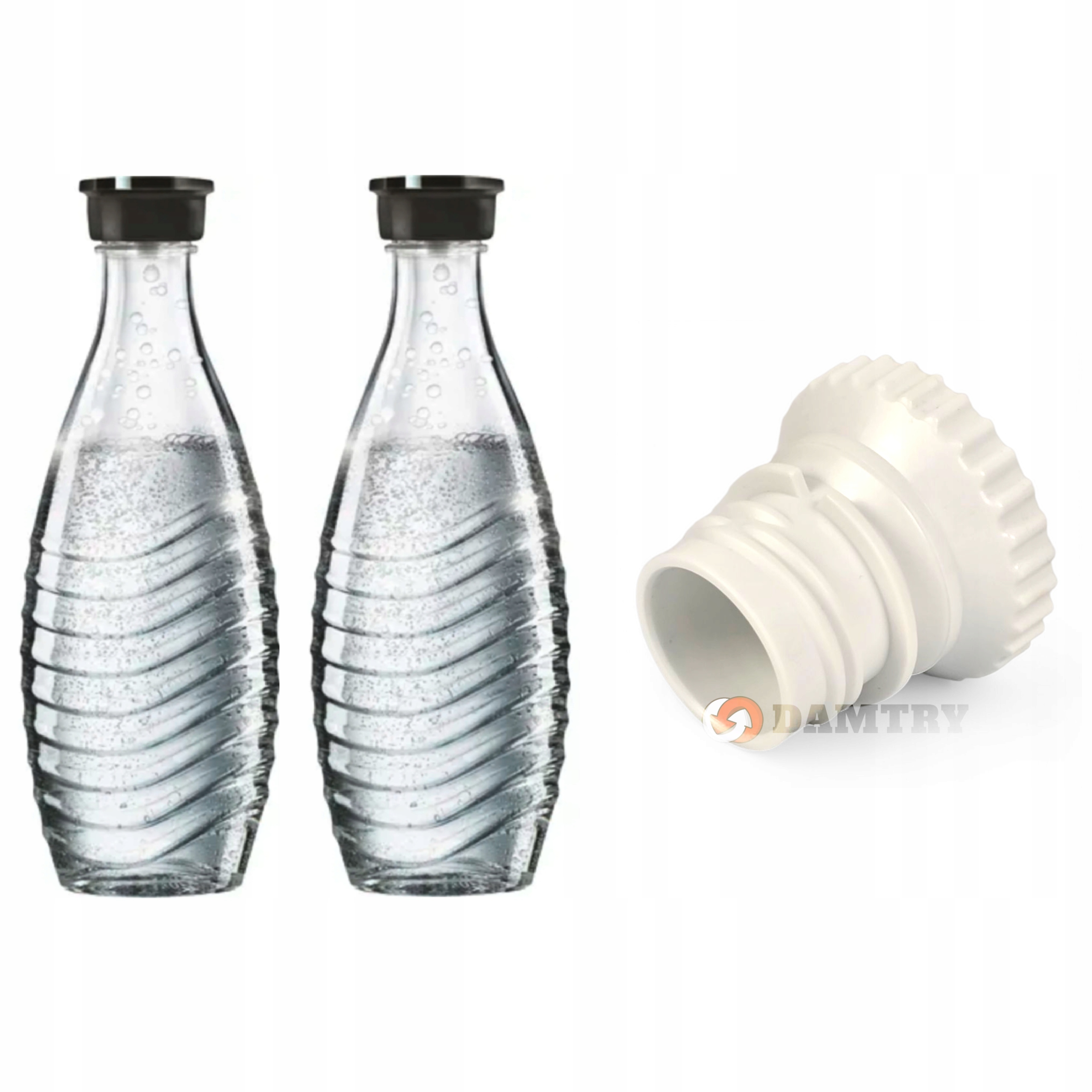 Szklana butelka karafka 700 ml 2 szt. Adapter Biały