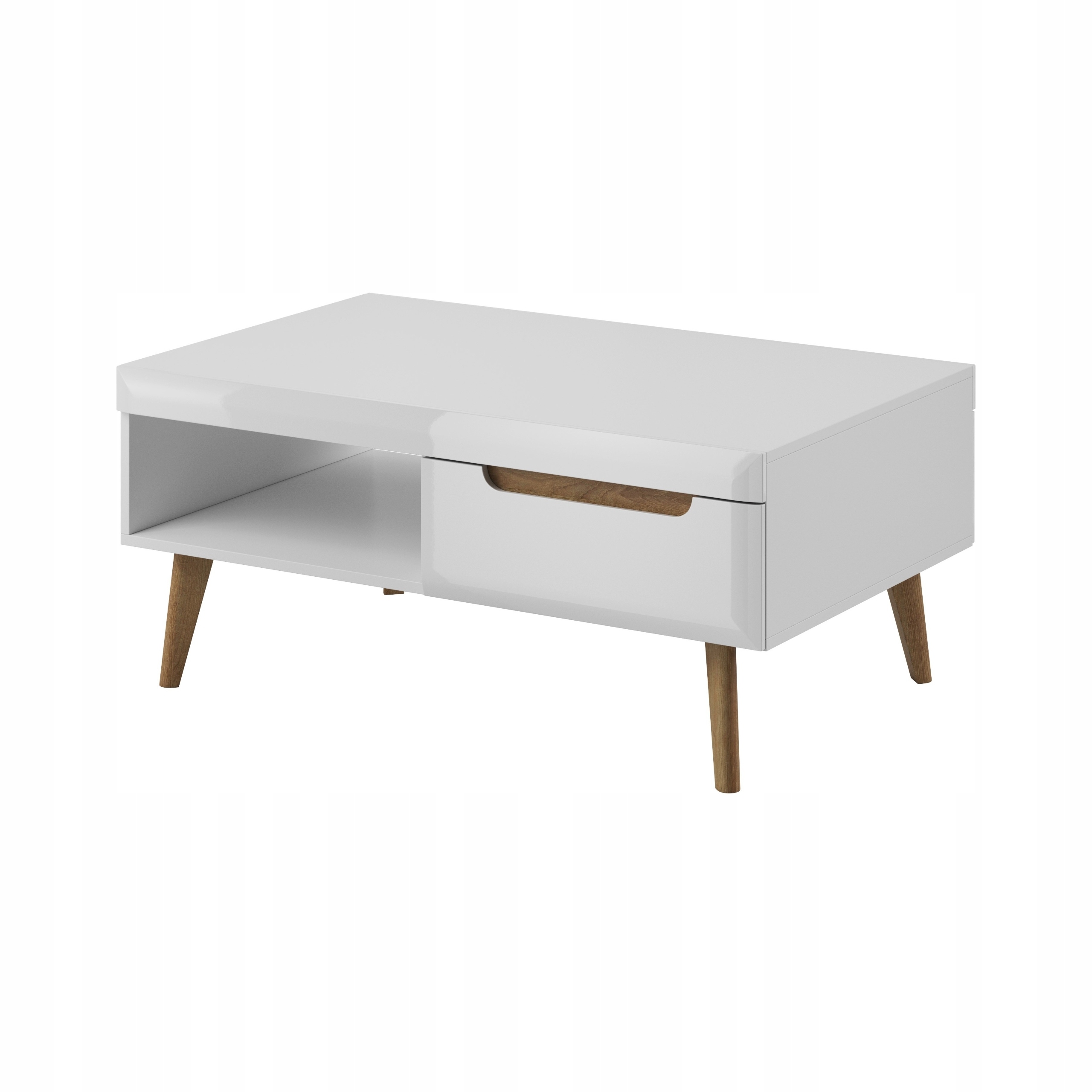 Lavice Nordico 107 cm Konferenční stolek do obývacího pokoje Bílý Lesk