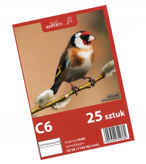 

Koperty C6 białe samoklejące z paskiem 25 Sztuk