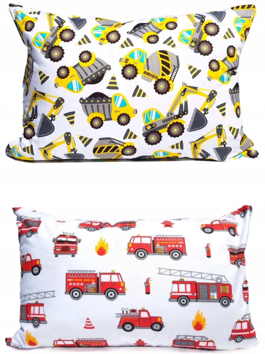 Poszewka koparka policja straż autka 40x60 bawełniana Mix Wzorów dziecięca Długość 60 cm