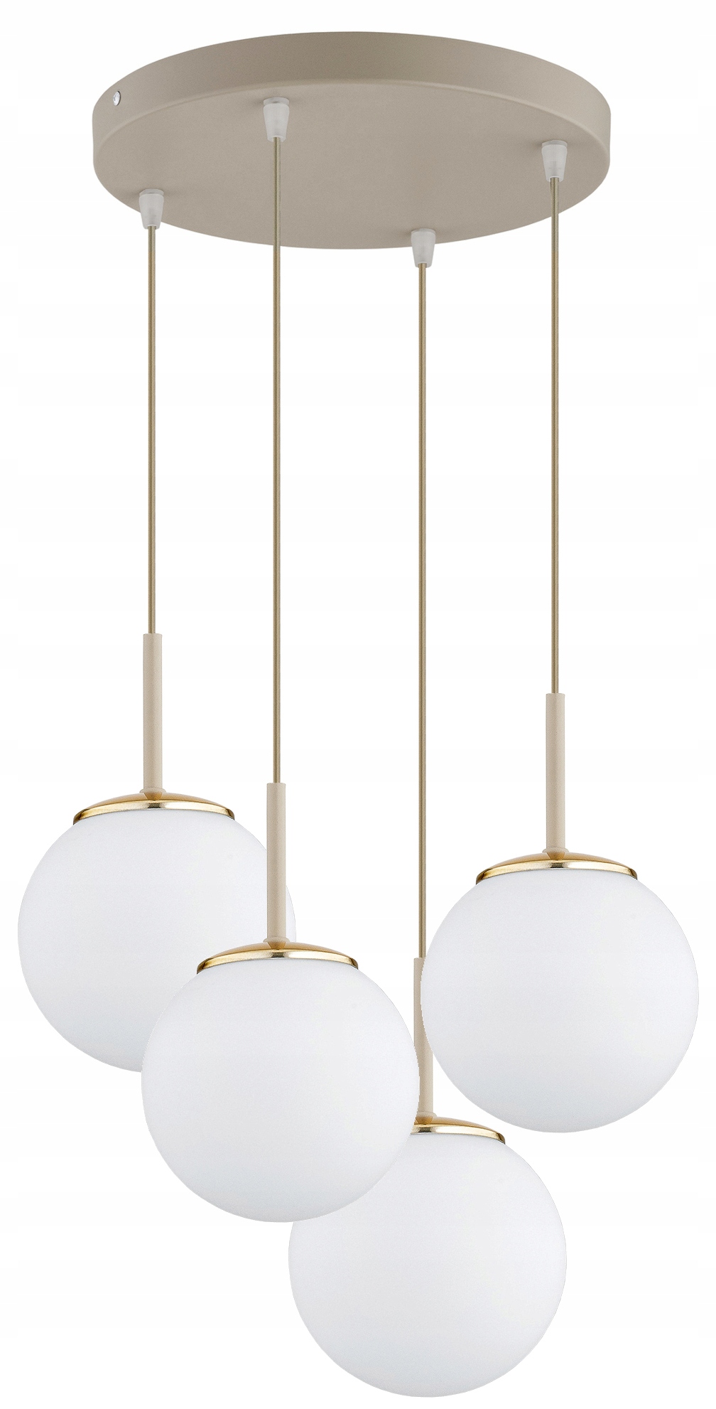 Lampa Wisząca Sufitowa Plafon Żyrandol Szklane Kule Milo Beżowy Ecru Złoty