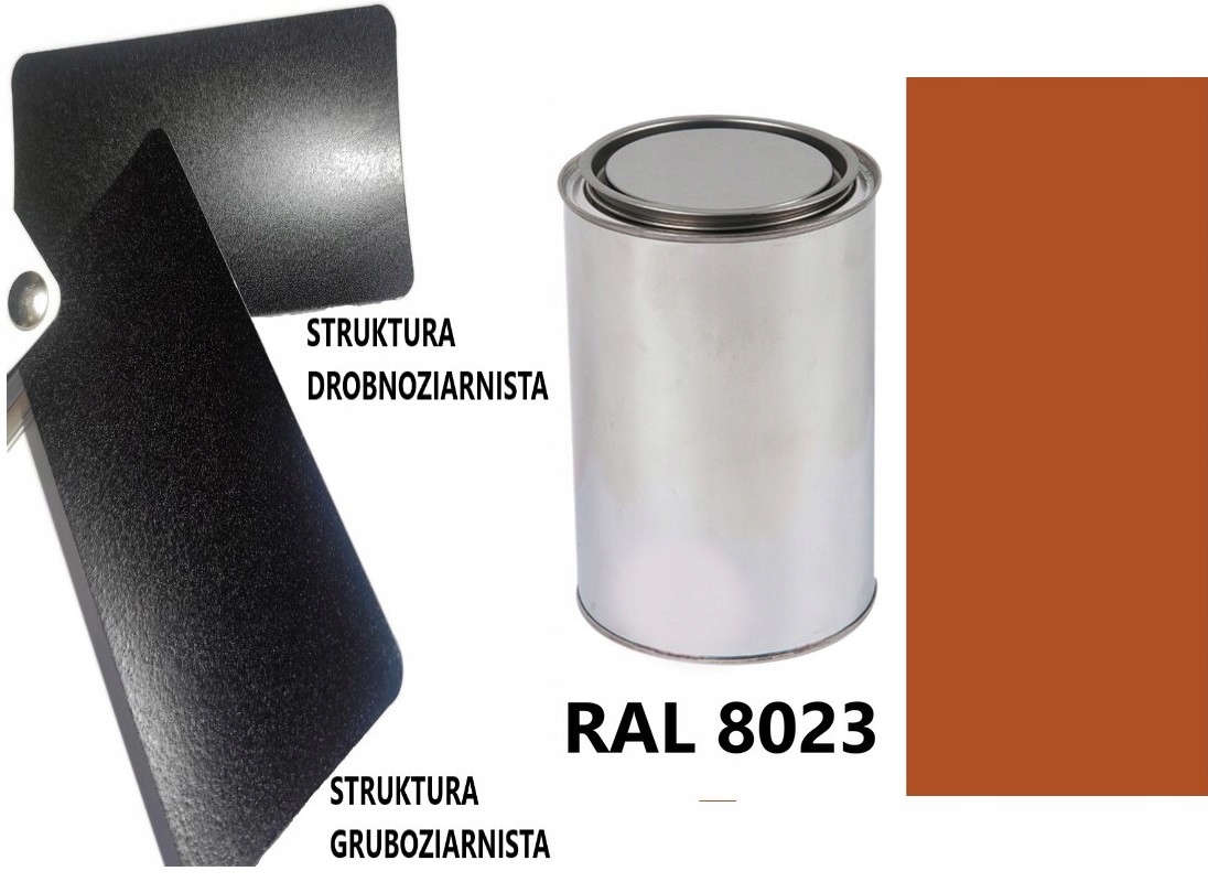 STRUKTURA DROBNOZIARNISTA RAL 8023 PÓŁPOŁYSK DO PLASTIKU METALU AKRYL 1L