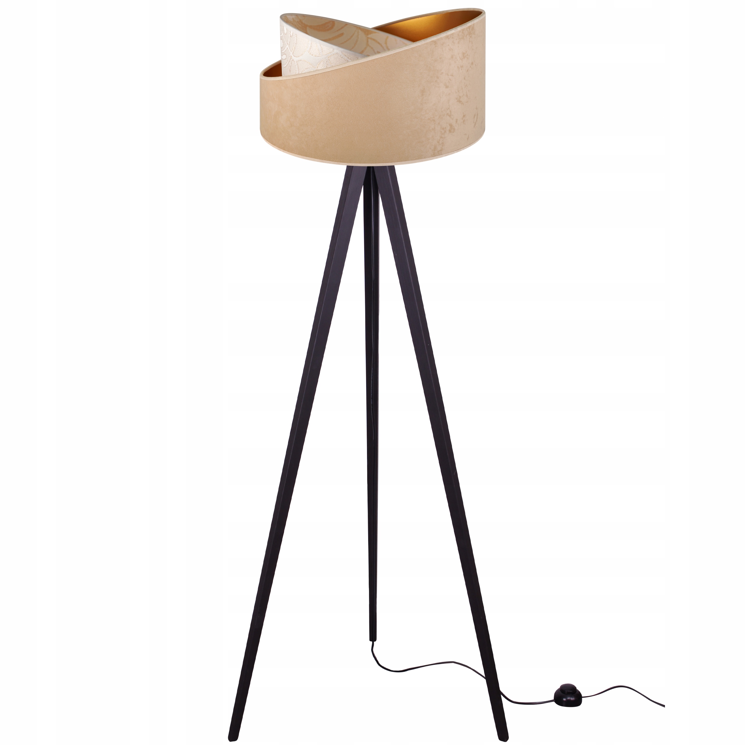 Stojací Lampa Trojnožka Dřevo Stínidlo Vzor