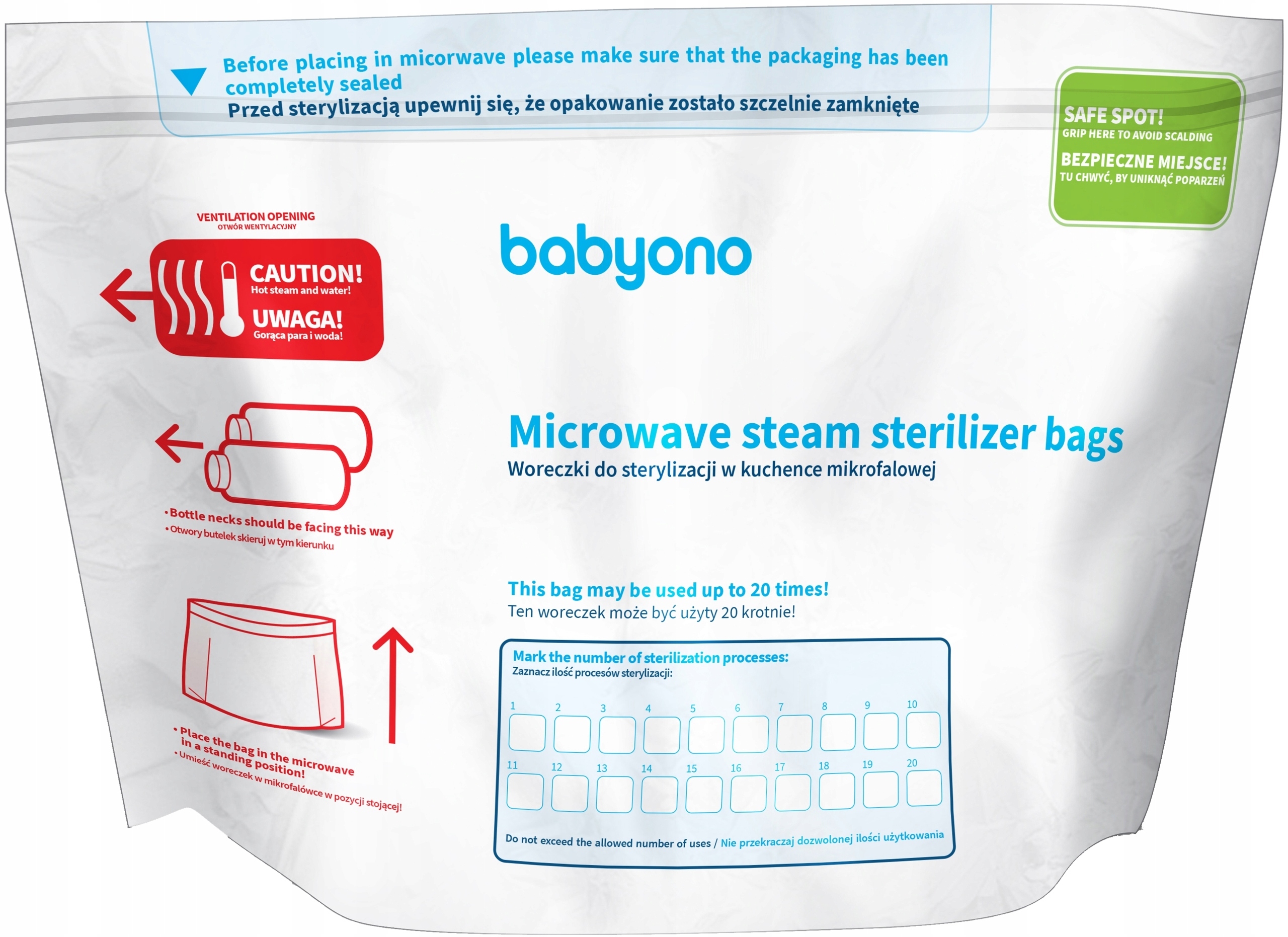 WORECZKI WORECZKI TOREBKI DO STERYLIZACJI BUTELEK SMOCZKÓW