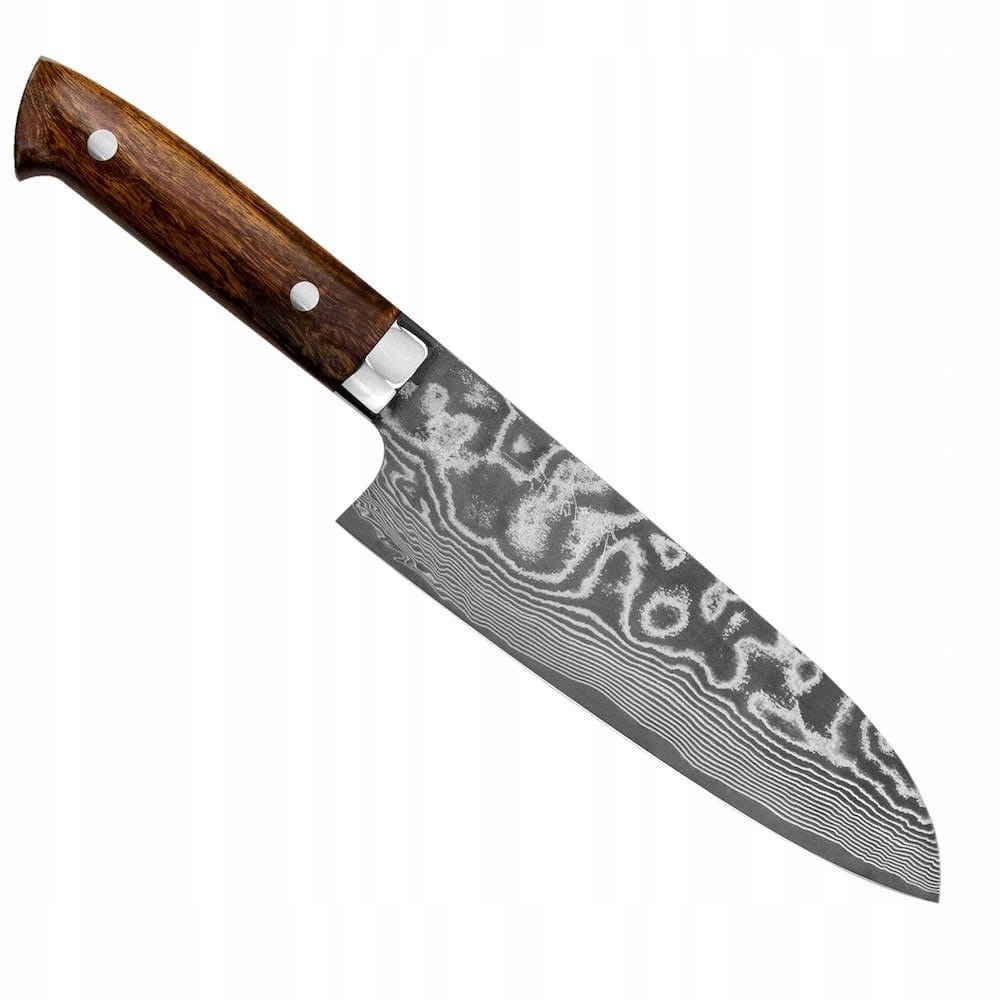 Takeshi Saji Iw Ručne kovaný VG-10 Japonský kuchynský nôž Santoku 61HRC 18 cm