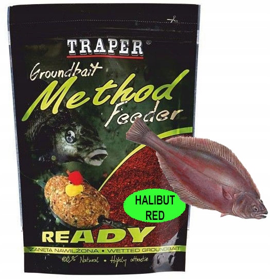 Traper Zanęta Nawilżona 750g Halibut Czerwony Method Feeder Ready Gotowa