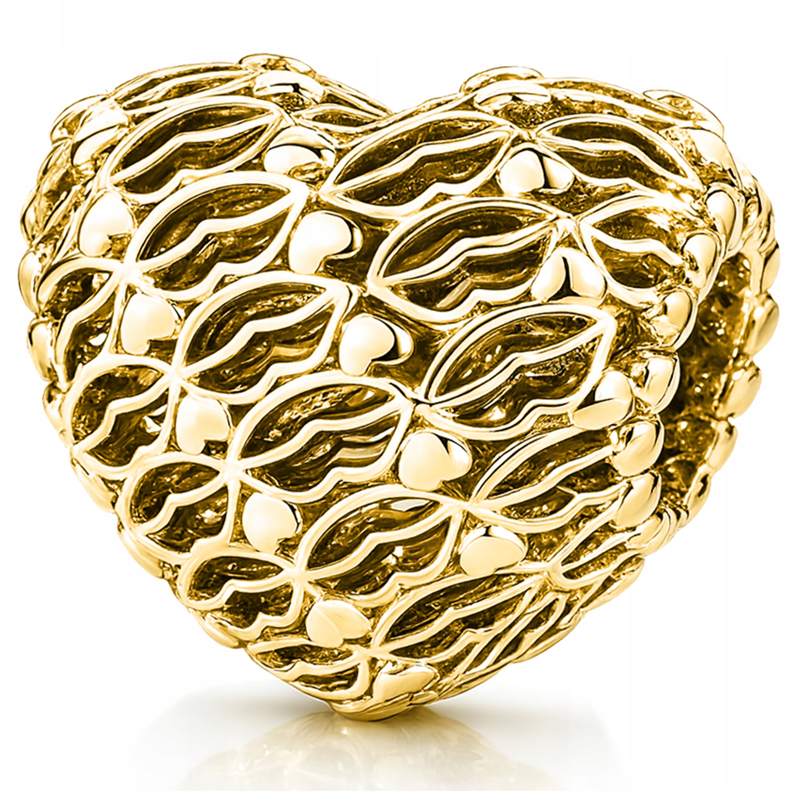 Zlatý přívěsek Charms Srdíčko Pusa 585 Prolamované Srdce Srdíčka Srdce Stříbro 925