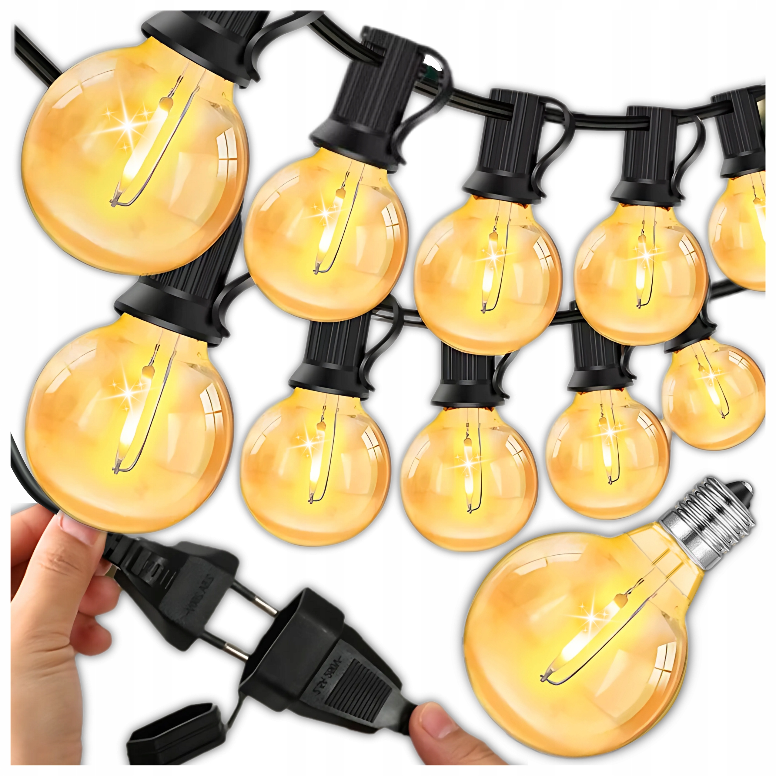 Led Světelná Girlanda Zahradní Lampy 20 M 50 Žárovek Voděodolná Venkovní