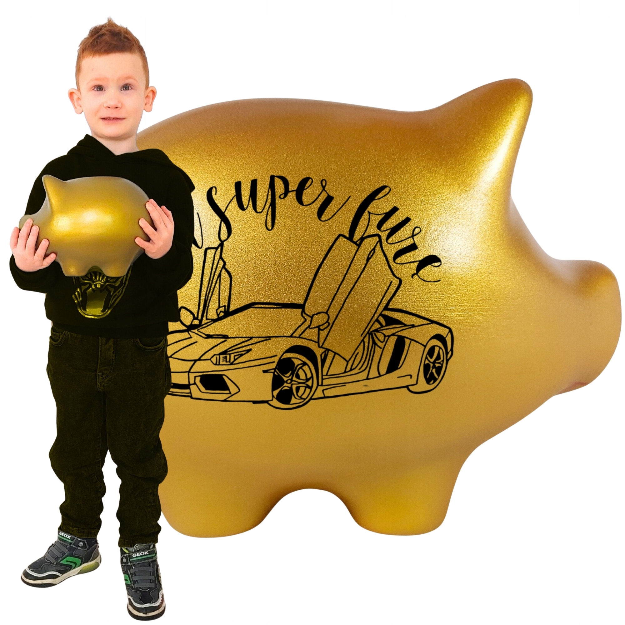 Personalizovaná pokladnička se jménem Grafika zlatá Keramická k rozbití