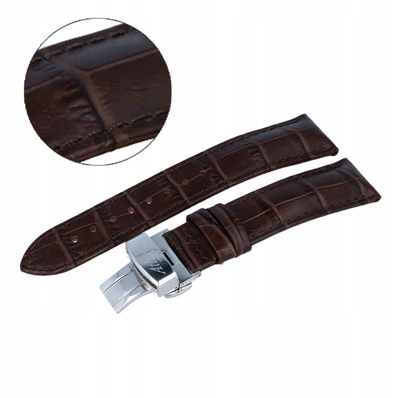 Pásek Atlantic Hnědý kožený 20 mm s motýlkovým zapínáním