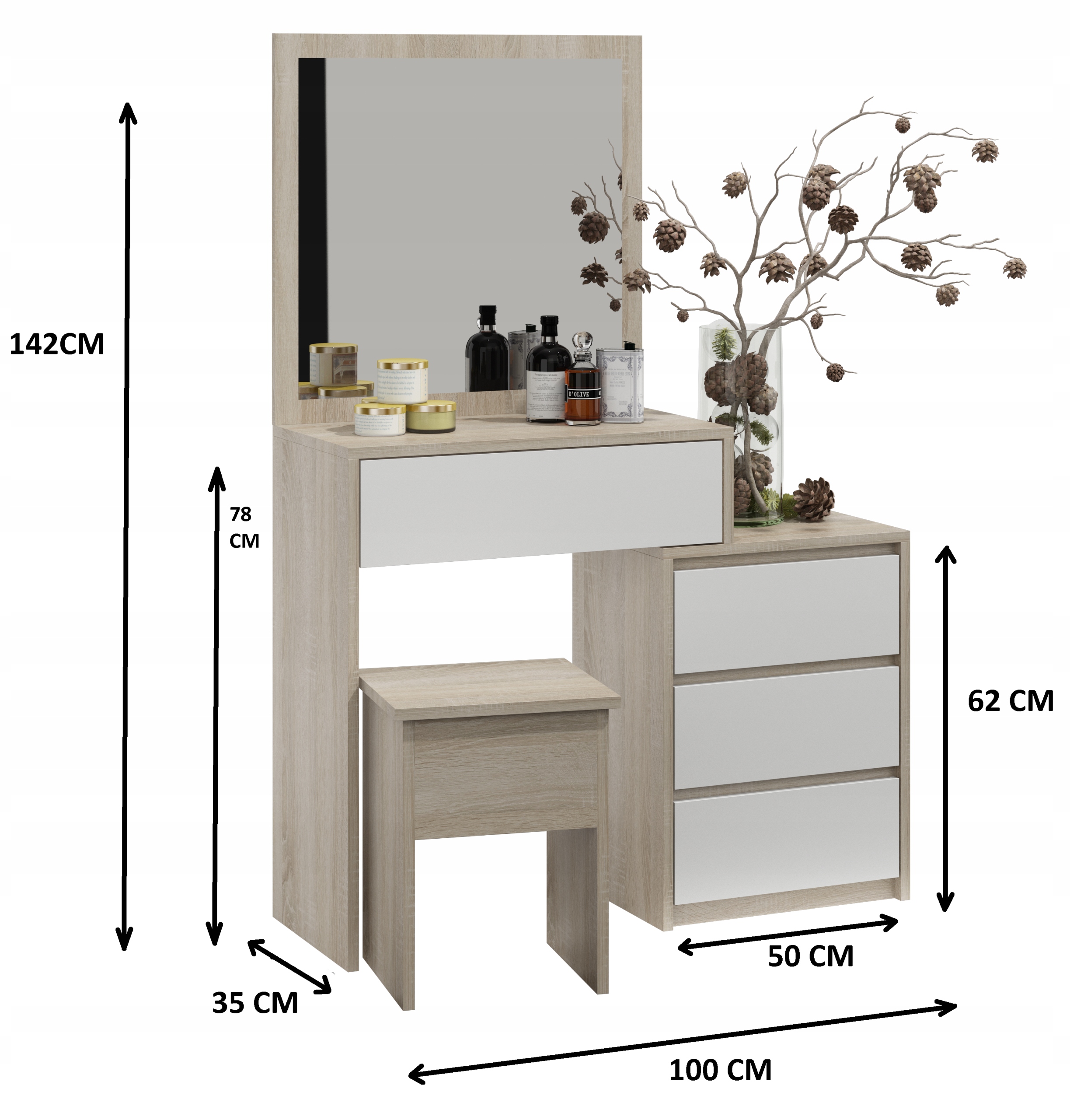 TOALETKA DO MAKIJAŻ T1 SONOMA MIX Marka Arław