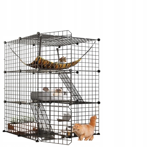 Levně Klec pro kočky králíka kotec tříúrovňová 72x104 cm skládací kovová