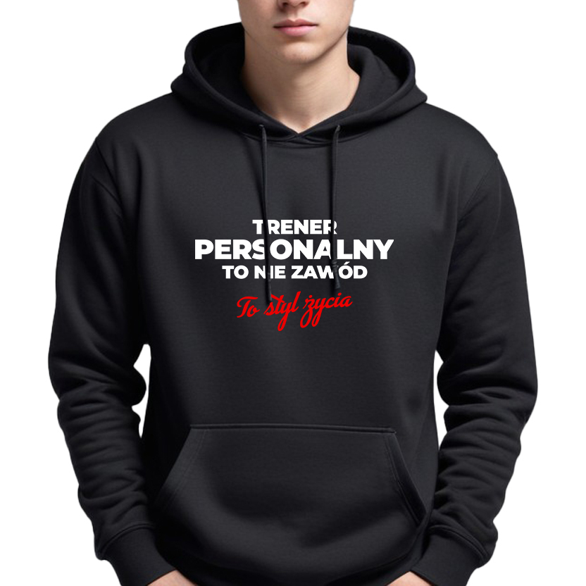 Mikina S Kapucí Černá Pro trenéra Osobní Trénink Je Životní styl Vel XL