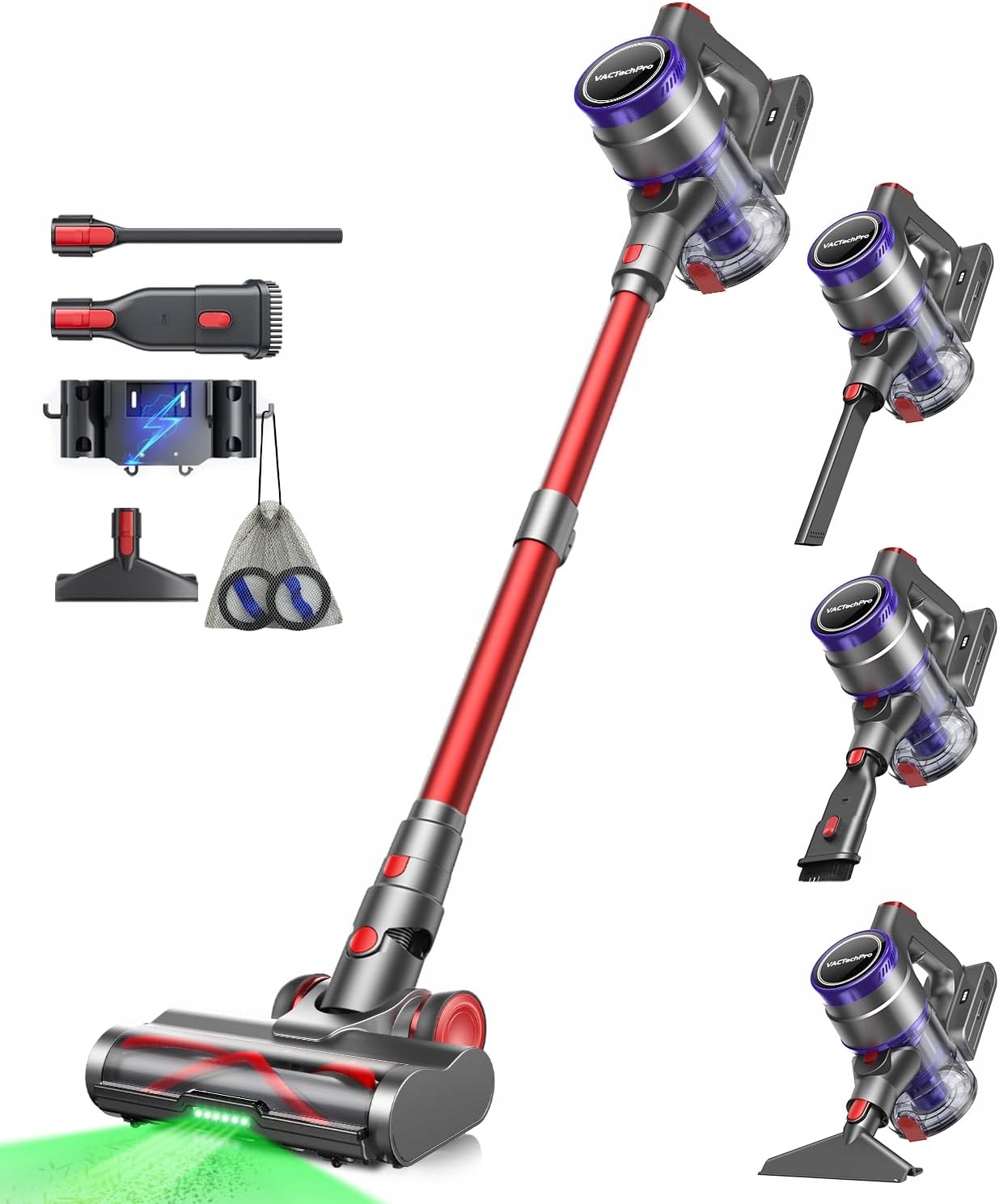 Bezdrátový Vysavač Led Eco 6v1 VACTechPro V15 Ultra 550W 48000 Pa