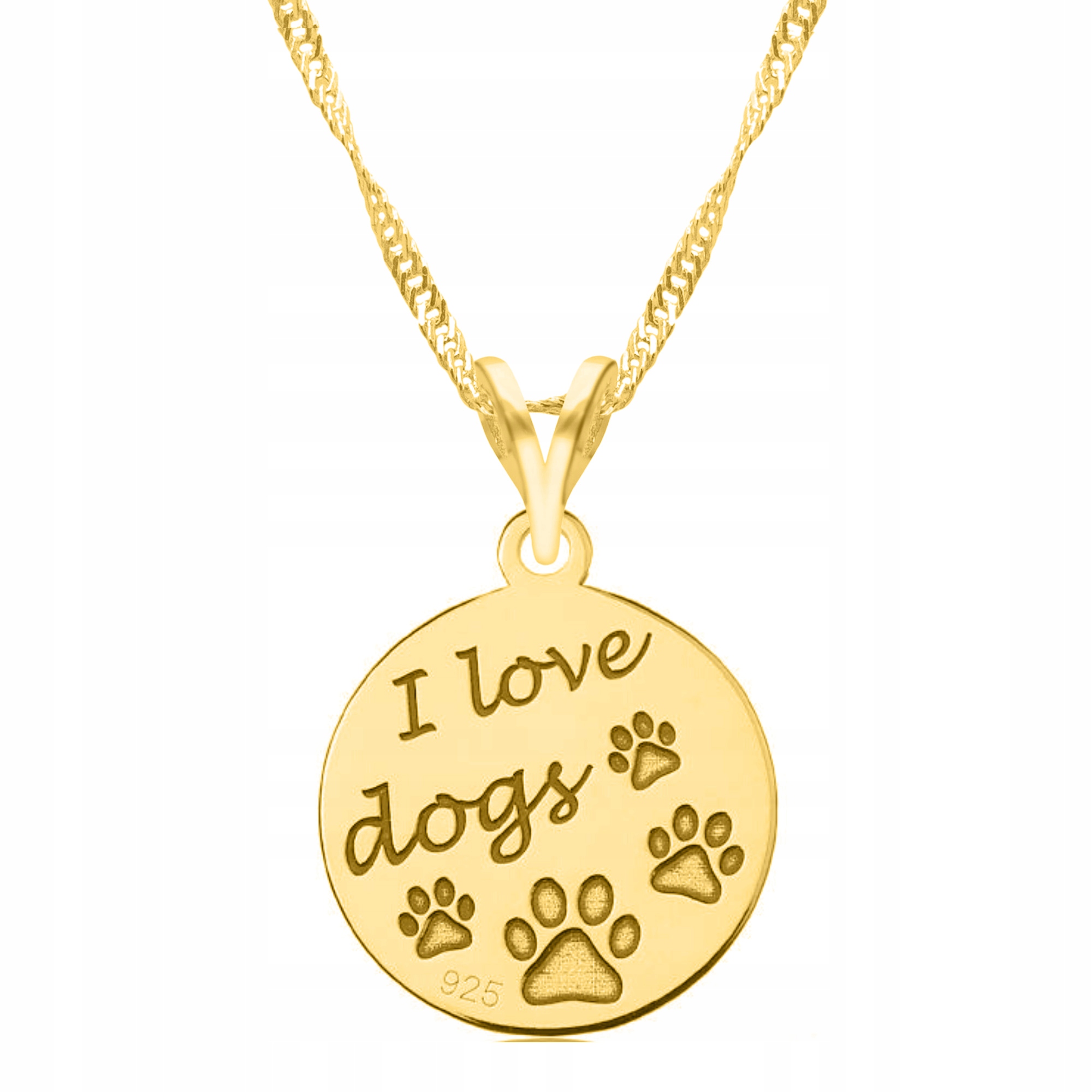 

Łańcuszek złoty naszyjnik 925 I Love Dogs Pies