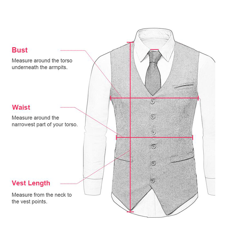 Customizable Men's Vest Wool Herringbone Sleeveles Rodzaj garniturowa