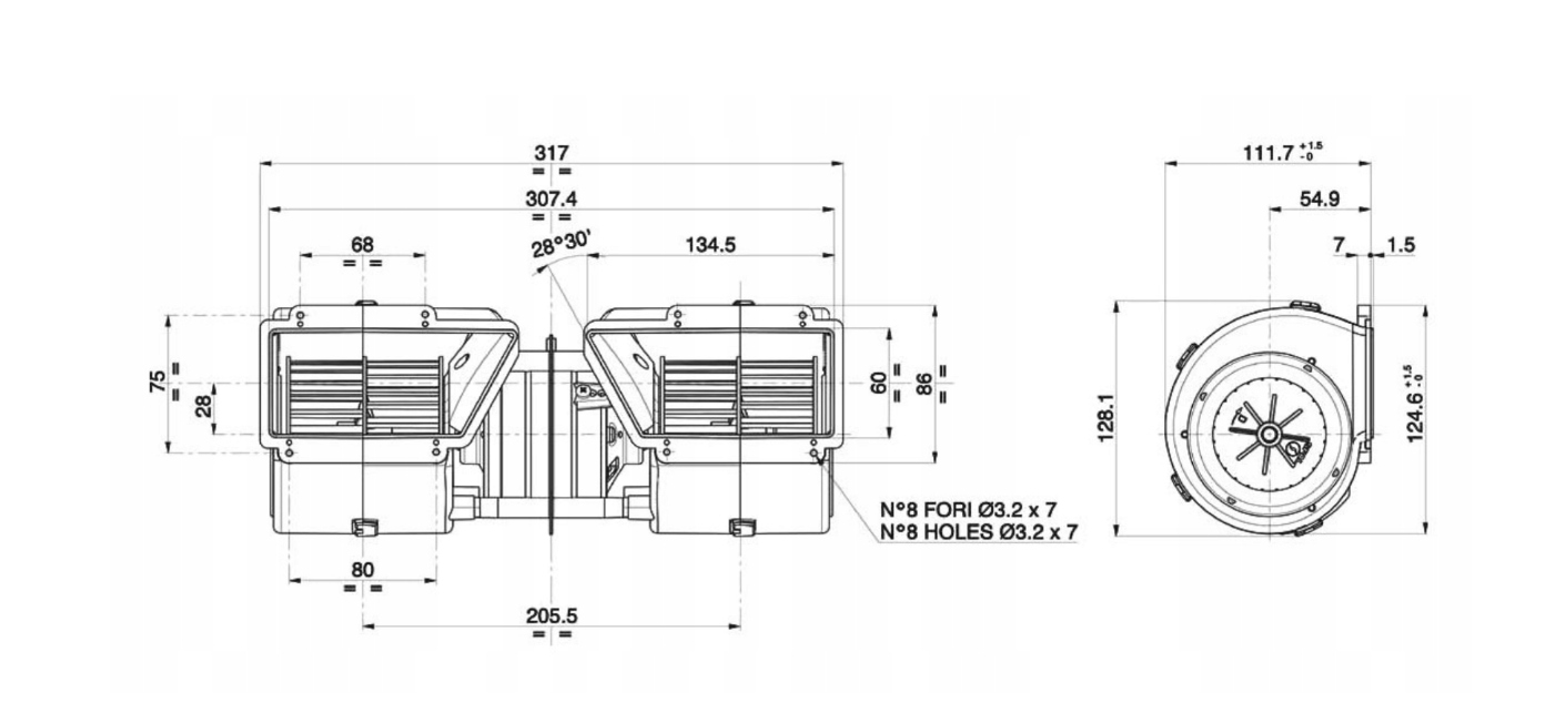 Blower SPAL 005-A45-02 CASE New HOLLAND 3 SPEED