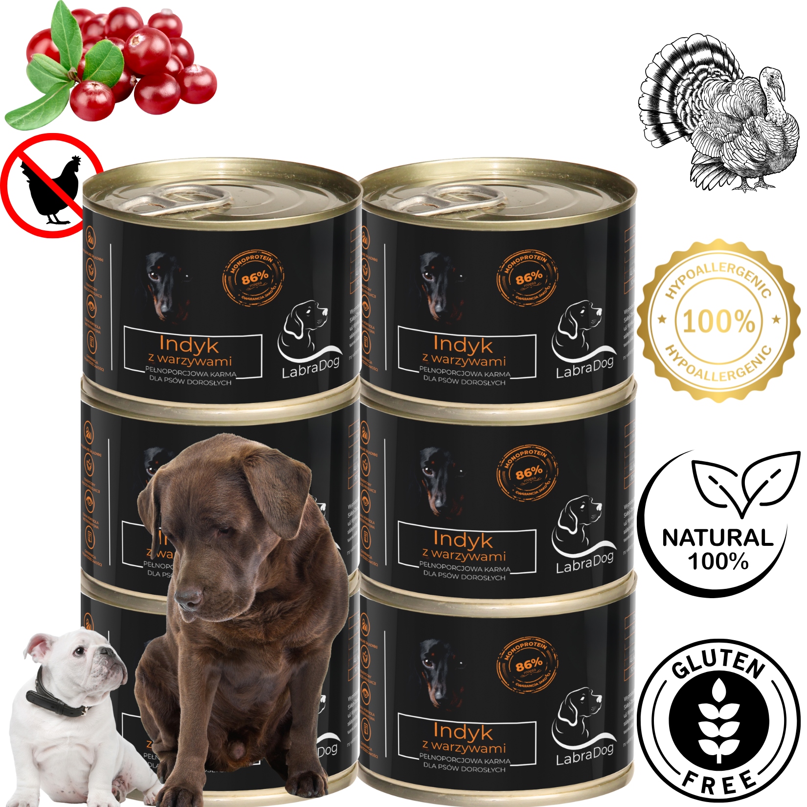 Levně LabraDog Superfood krmivo pro psy 86% Krůta se zeleninou 6x850 g