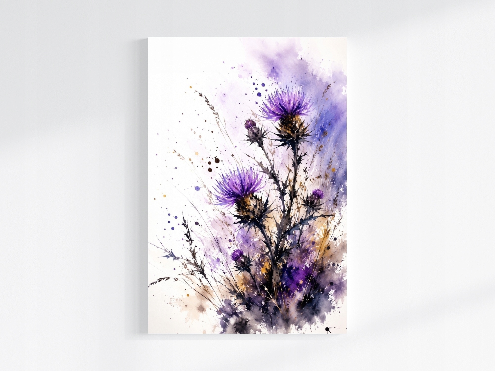 Obraz Na Plátně Canvas Akvarel Příroda Zahrada Louka Květiny Bodlák 80x120