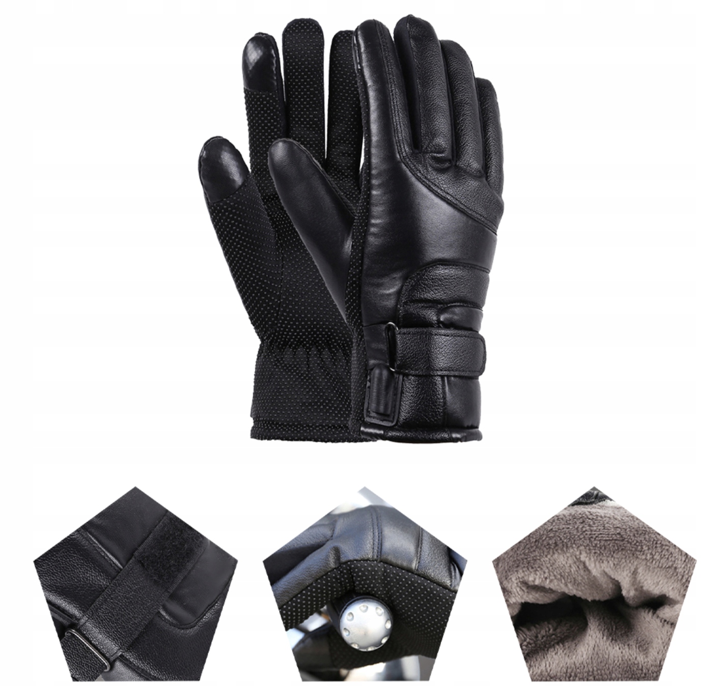 RĘKAWICZKI SKÓRZANE OGRZEWANE ELEKTRYCZNE AKUMULATOROWE + Powerbank 5000mAh Kod producenta 8375