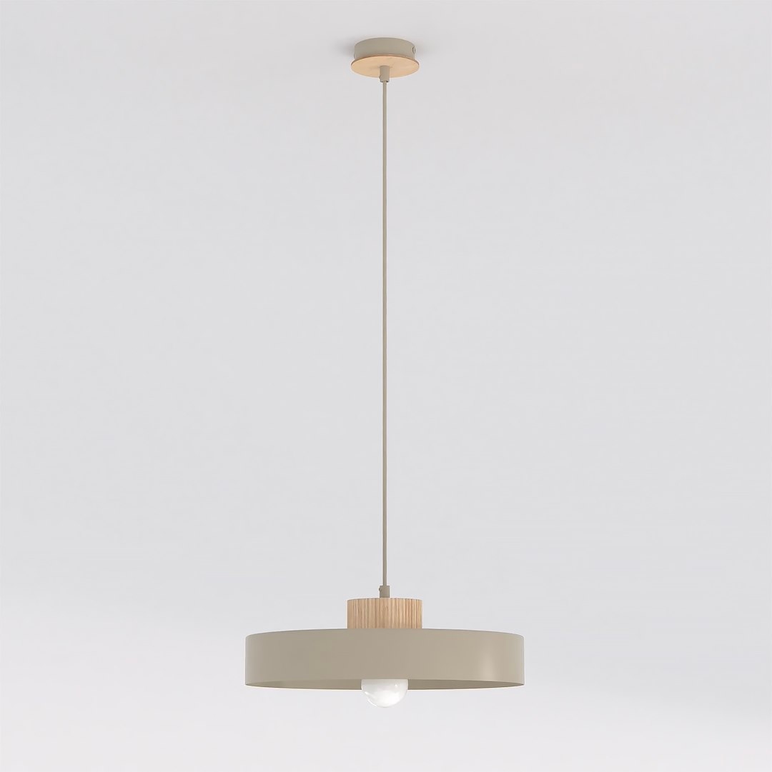 Závesná lampa Kivi Mokka 1L béžová, materiál drevo a oceľ, E27