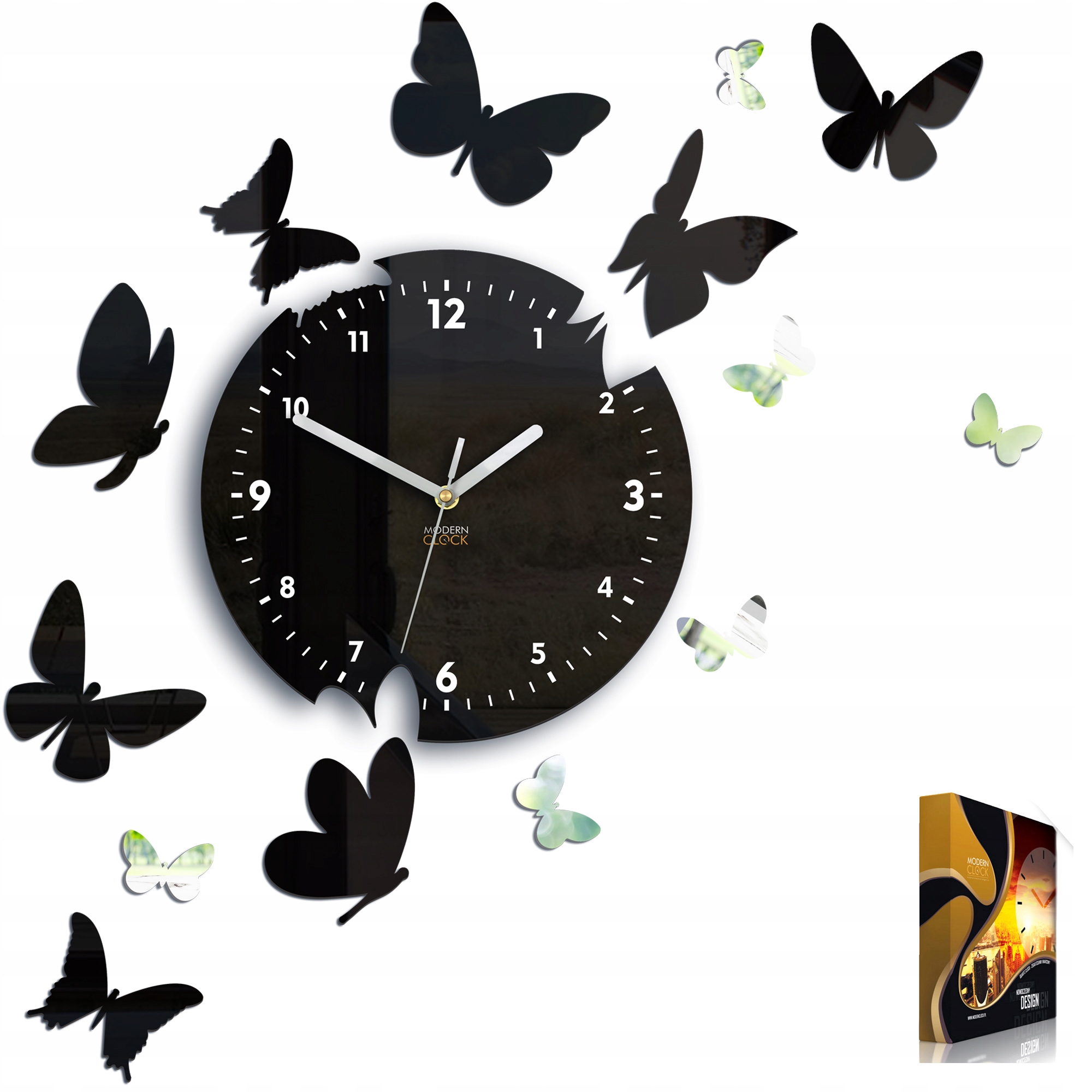 

Zegar ścienny Motyle 14 czytelny i Cichy Lustro