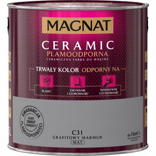 Magnat Ceramic Farba Ceramiczna Do Wnętrz Grafitowy Marmur C31 2,5L