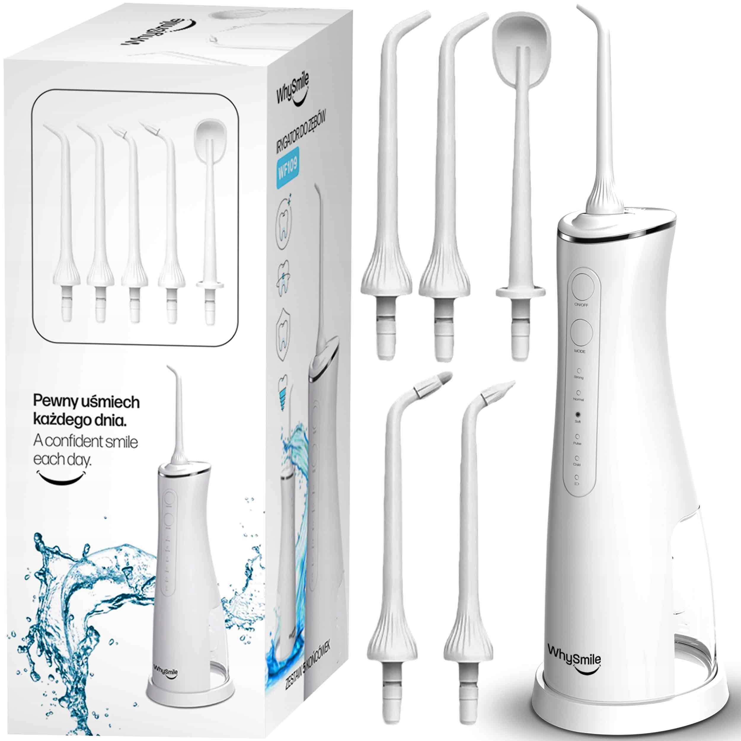 Irygator Do Zębów Bezprzwodowy 5 Dysz Mocny Dentystyczny 5 trybów