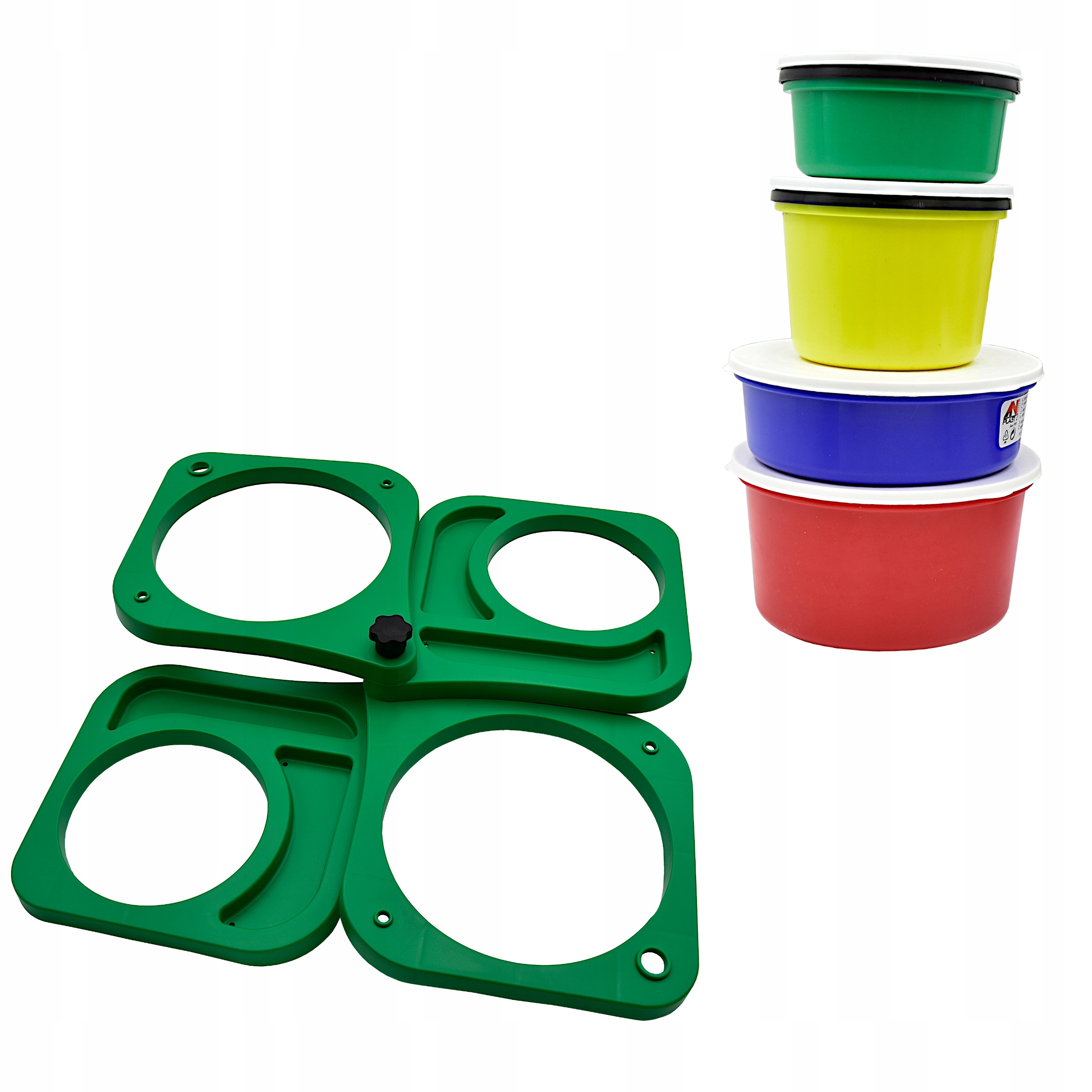 Poczwórna PALETA Składana z gwintem + 4 X POJEMNIK Model PALETA POCZWÓRNA Z POJEMNIKAMI