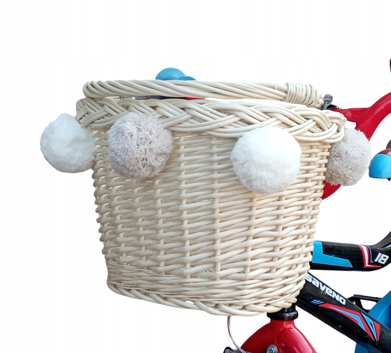 Wiklinowy koszyk na rower Dziecięcy Ecru kosz rowerowy dla Dzieci