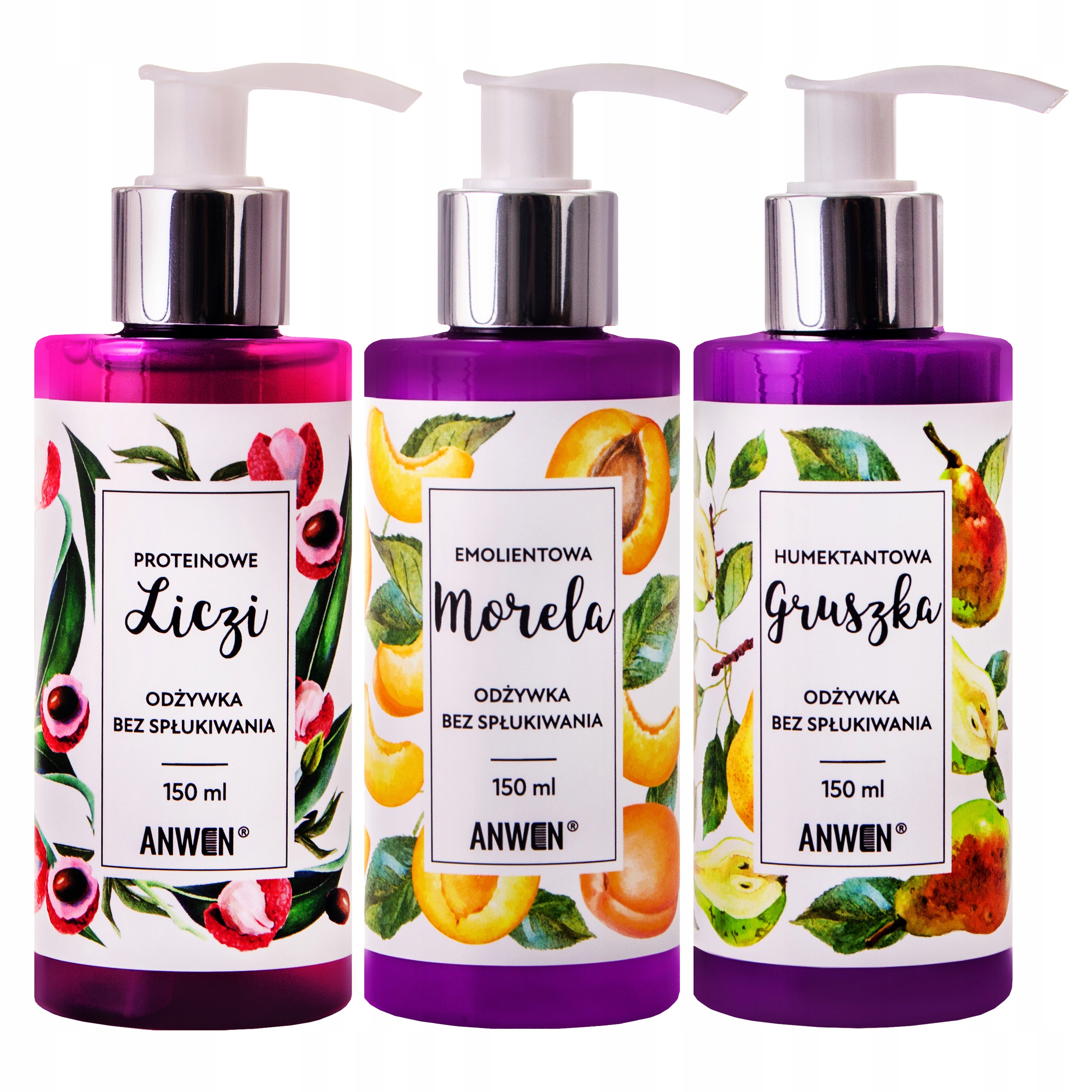 Zestaw Odżywek Peh Anwen do włosów bez spłukiwania z pompką 3 x 150ml