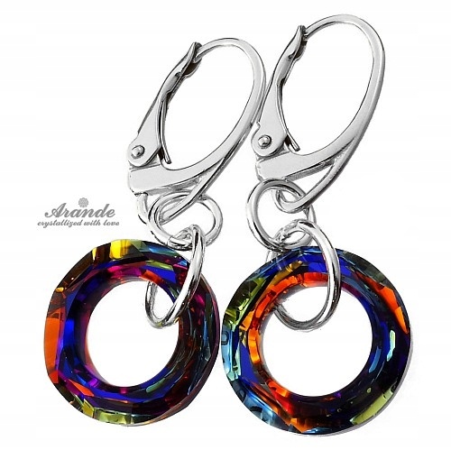 Křišťálové Náušnice Volcano Ring Stříbro Arande