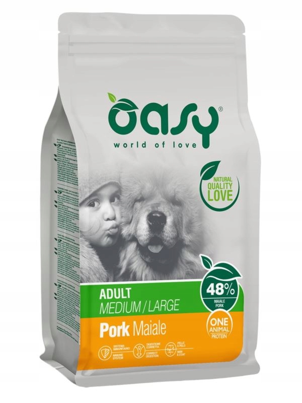 Levně Oasy Pork Maiale Adult M/L Krmivo pro dospělé psy s vepřovým masem 12 kg