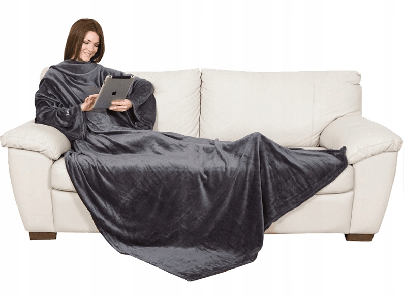 PREMIUM CIEPŁY KOC Z RĘKAWAMI I KIESZENIĄ PLED KN