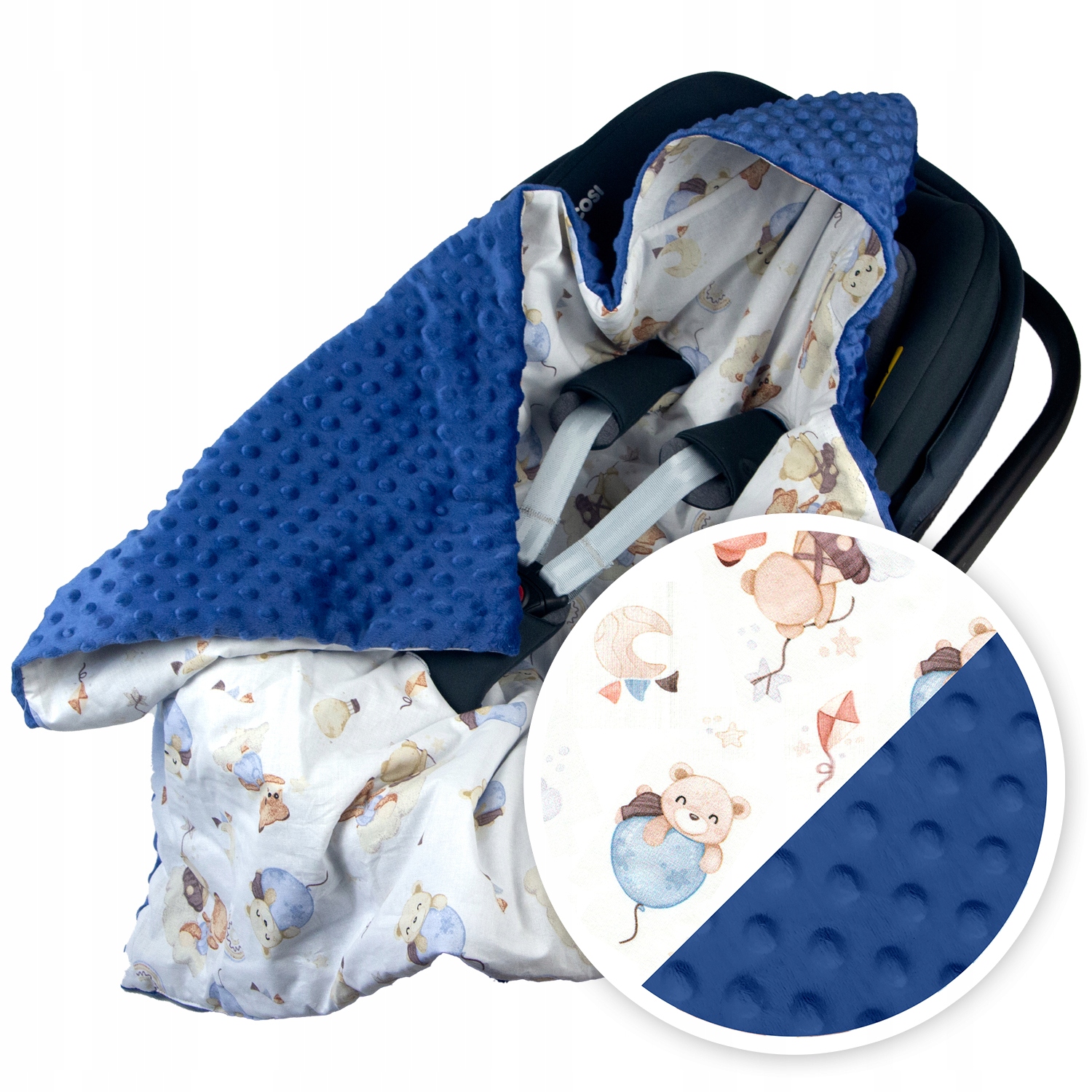 KOCYK DO FOTELIKA NOSIDEŁKA OTULACZ CIEPŁY Z KAPTURKIEM PRODUKT POLSKI