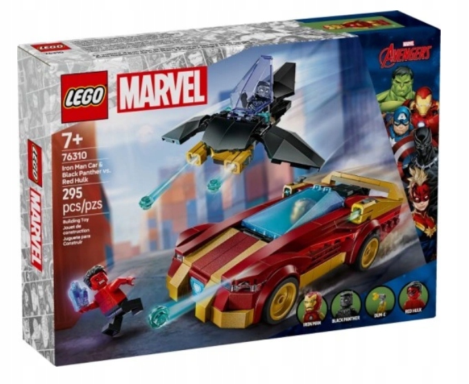 Lego 76310 Heroes Marvel Auto Iron Mana Černá Pantera Červený Hulk