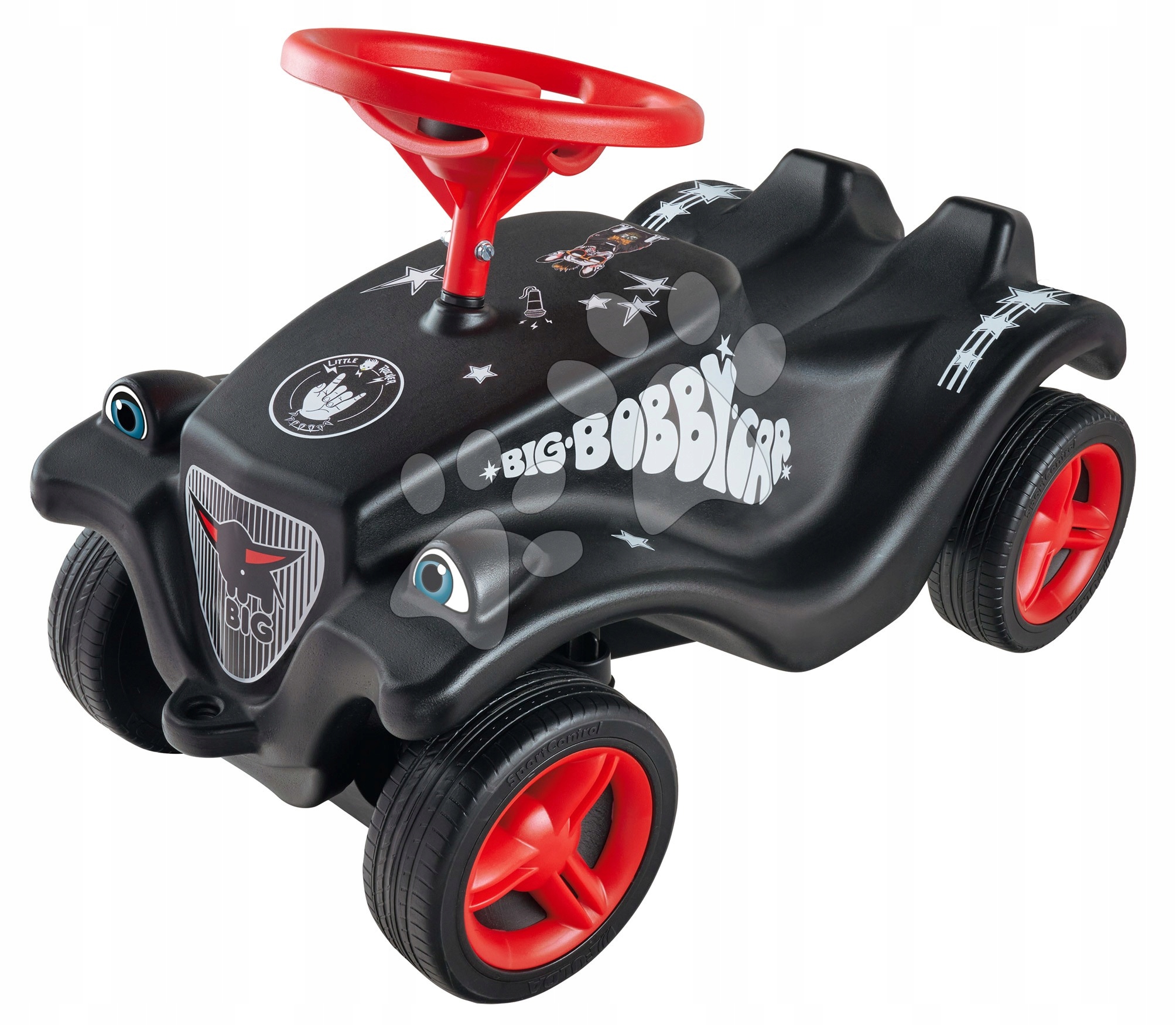 Big Jeździk Bobby Car Classic z oponami Whisper Black/Czerwony klakson
