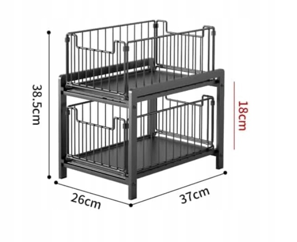 SZAFKA KUCHENNA POD ZLEW ORGANIZER PÓŁKA ŁAZIENKOWA ORGANIZER ZLEWOZMYWAK Kolor frontów czarny