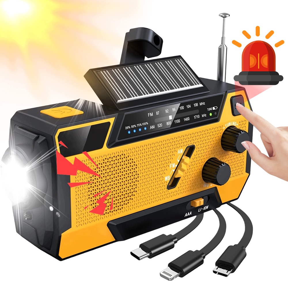 Kapesní rádio s 3 pásmy Am/fm, akumulátor 2000 mAh, žlutá barva