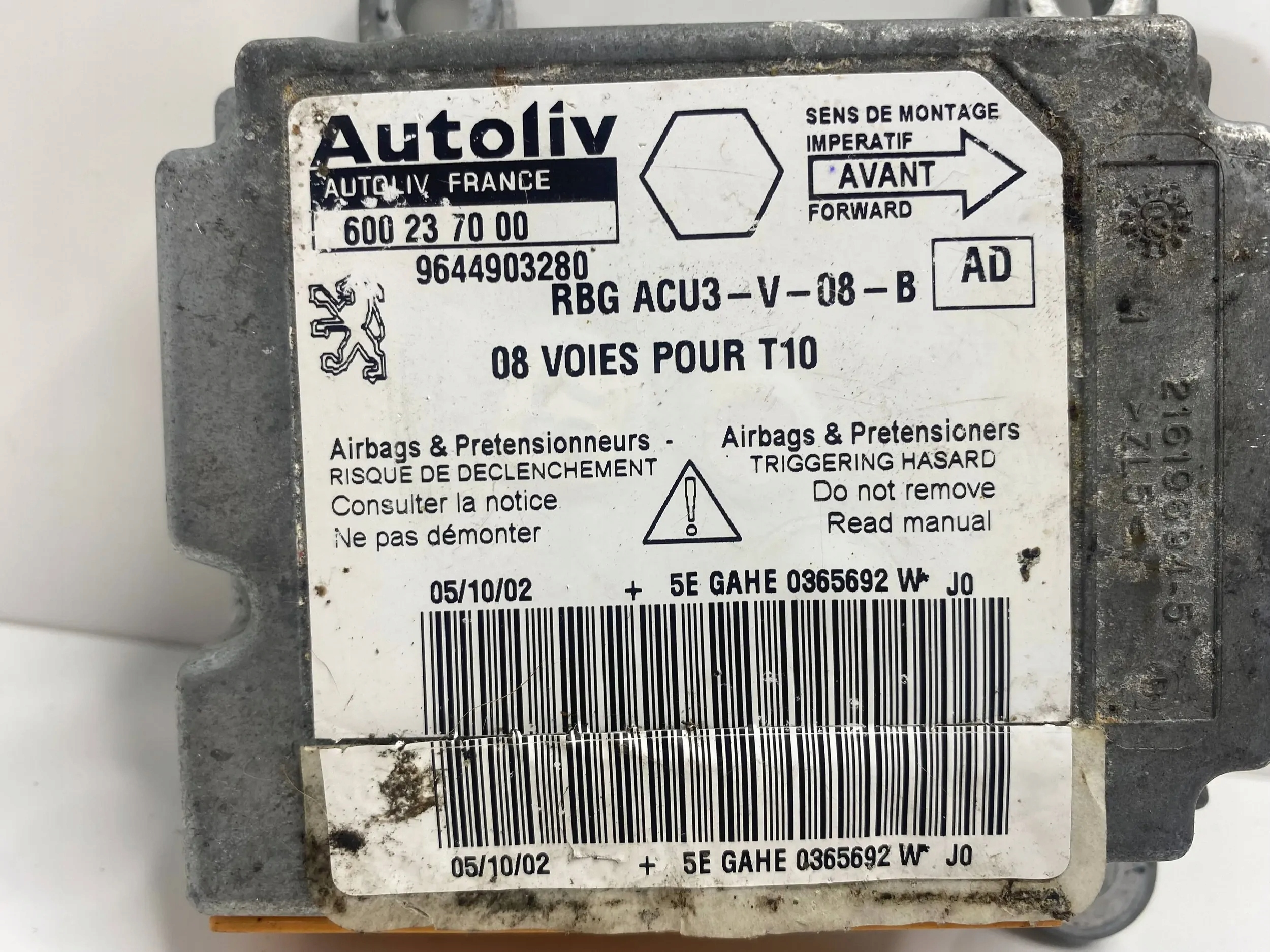 module SENSOR airbag PEUGEOT 206 9644903280