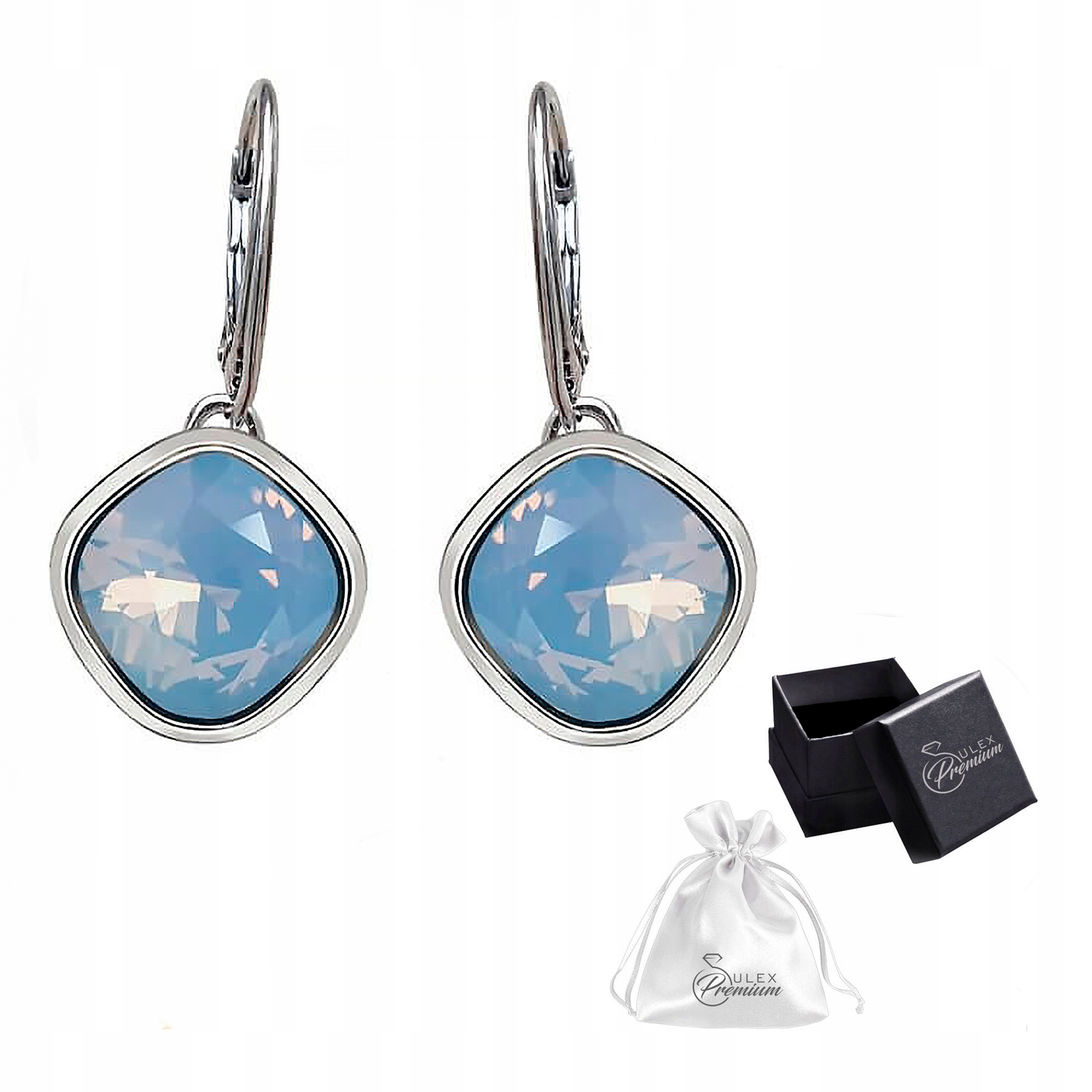 Stříbrné Náušnice pr.925 Elegantní Náušnice s křišťálem Air Blue Opal