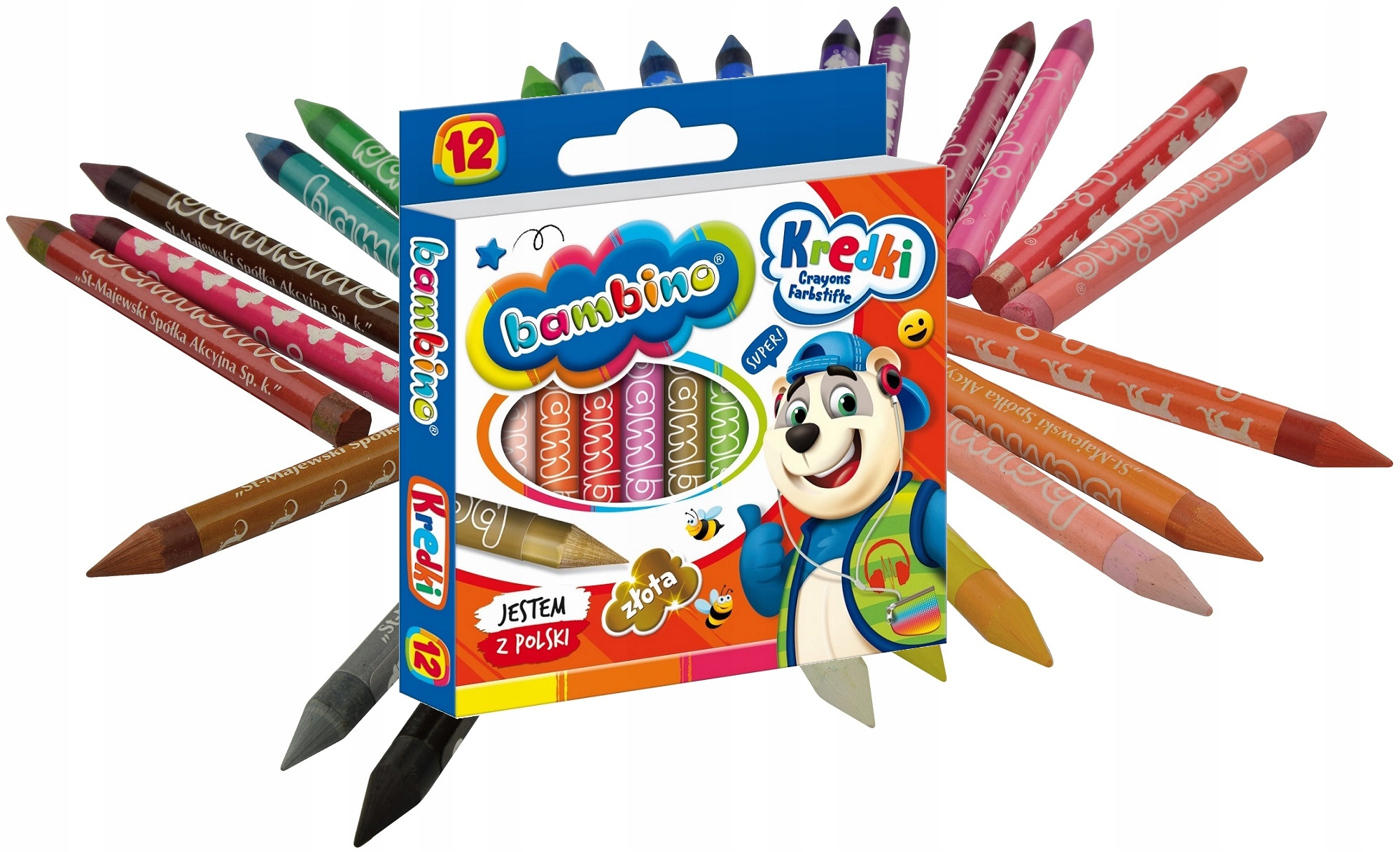 BAMBINO KREDKI ŚWIECOWE 12 KOL MINI ZOO