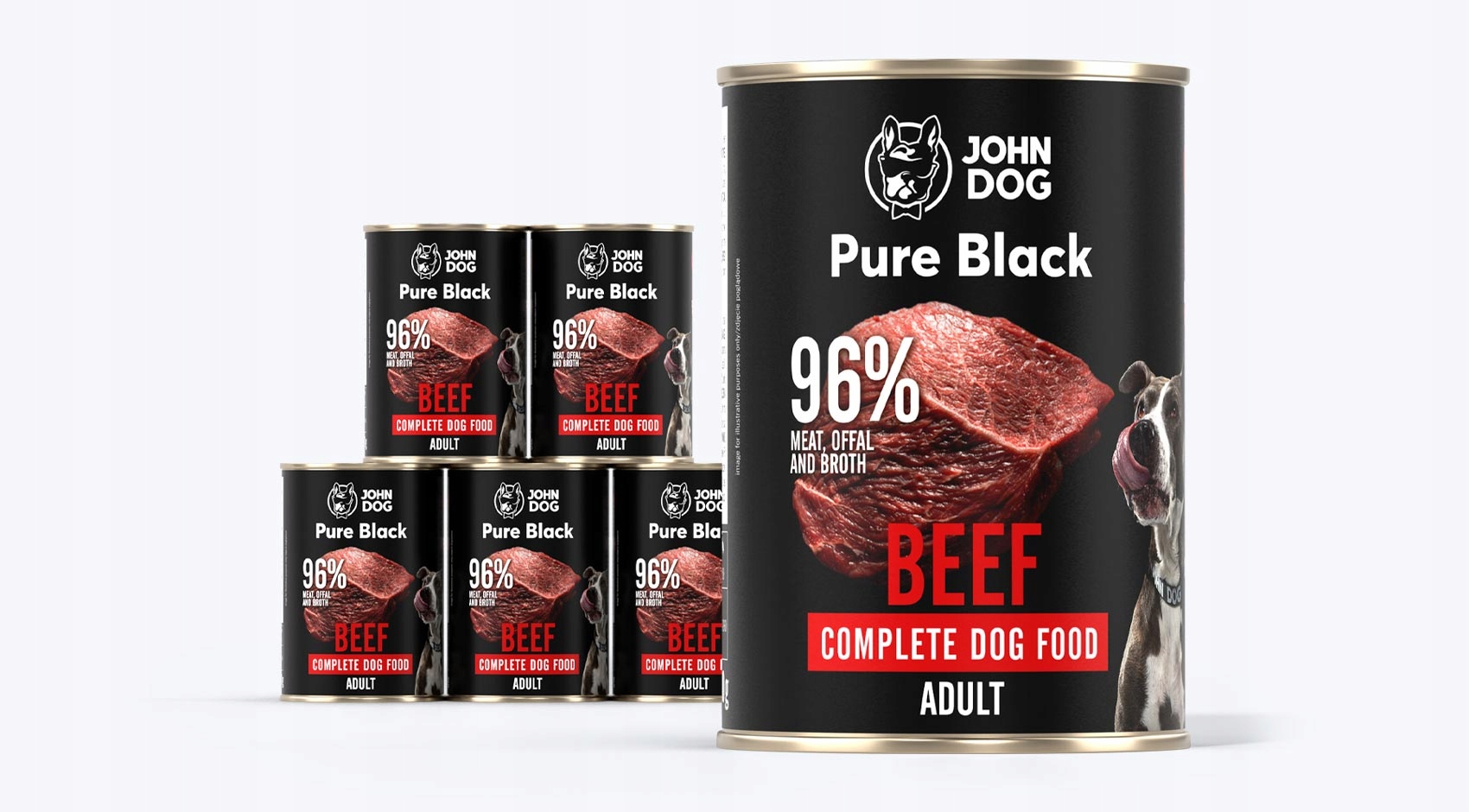 Levně Vlhké krmivo pro psy John Dog Pure Black s hovězím masem bez obilovin 6 x 400 g