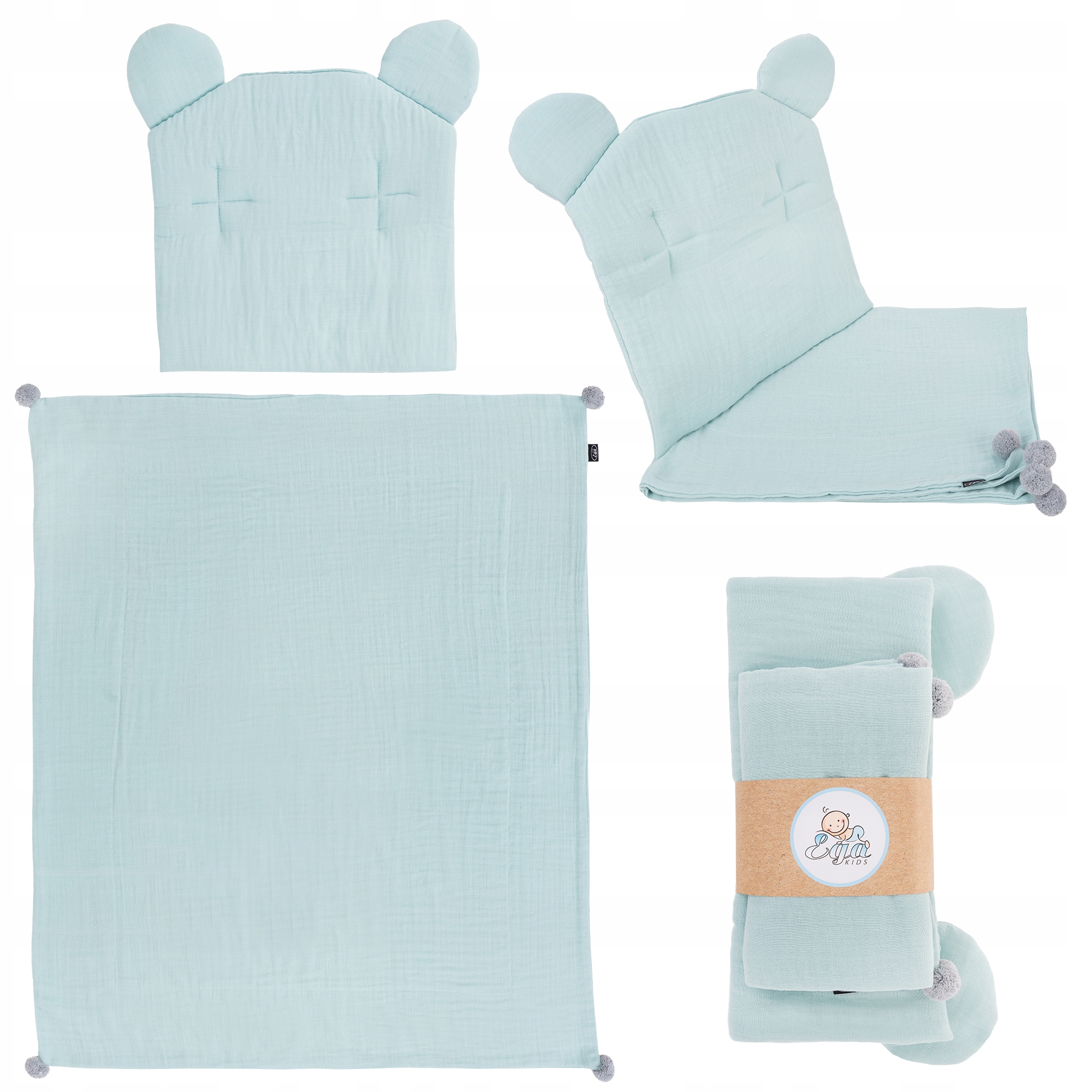 KOMPLET POŚCIELI MUŚLINOWY NIEMOWLĘCY DO ŁÓŻECZKA