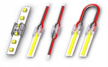 ZŁĄCZKA ŁĄCZNIK TAŚM LED COB UNIWERSALNY 4w1 8mm