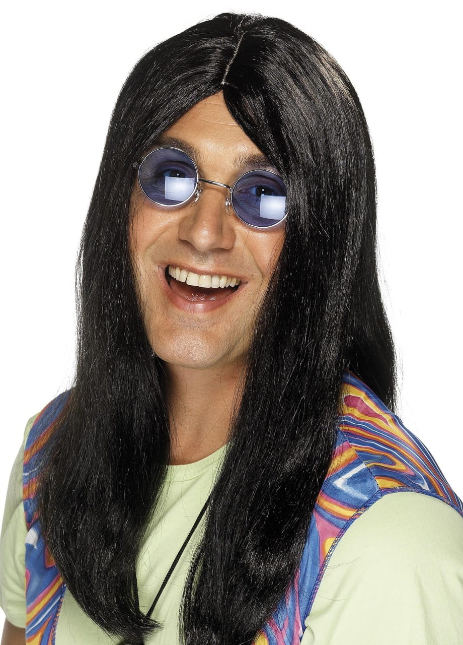 Paruka hippie černá s dlouhými vlasy na párty