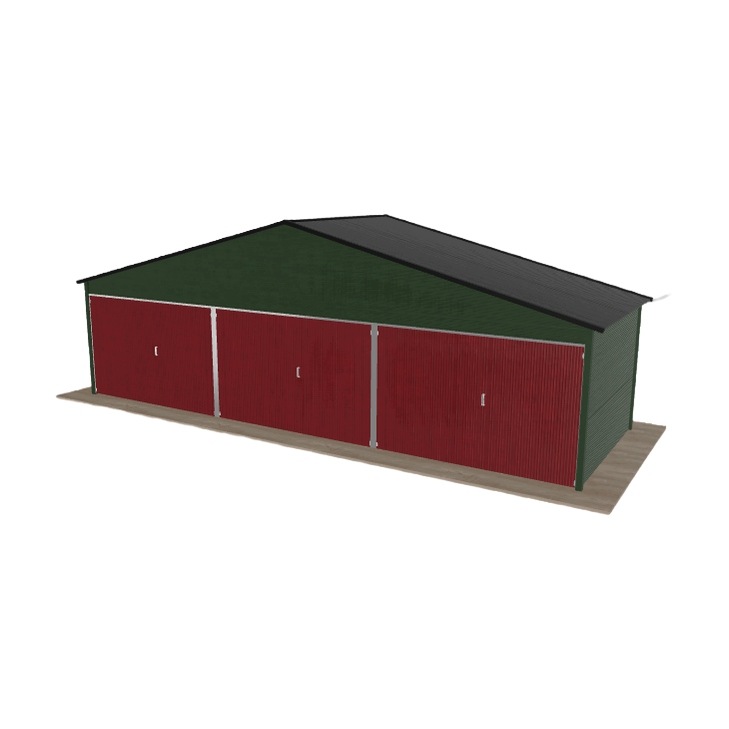 Plechová garáž 9x3 m třípolohová, dvoupolohová, zelená